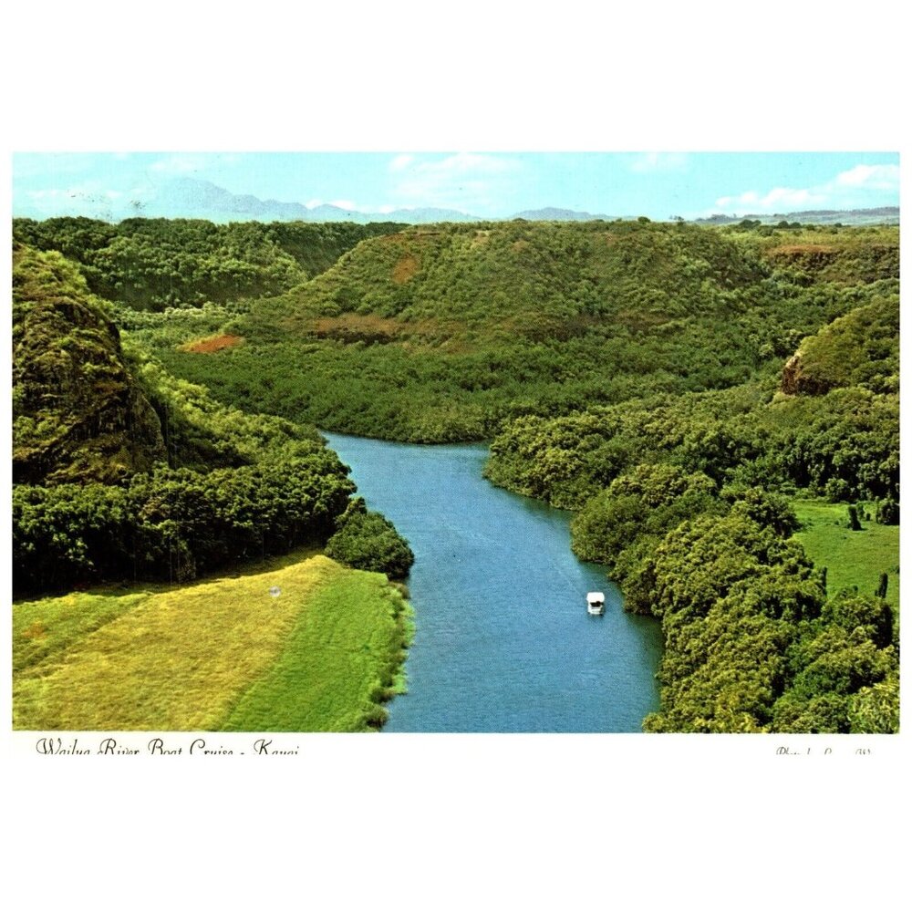 Postcard Wailua River Hawaii island of Kauai 1975 Vintage advertising